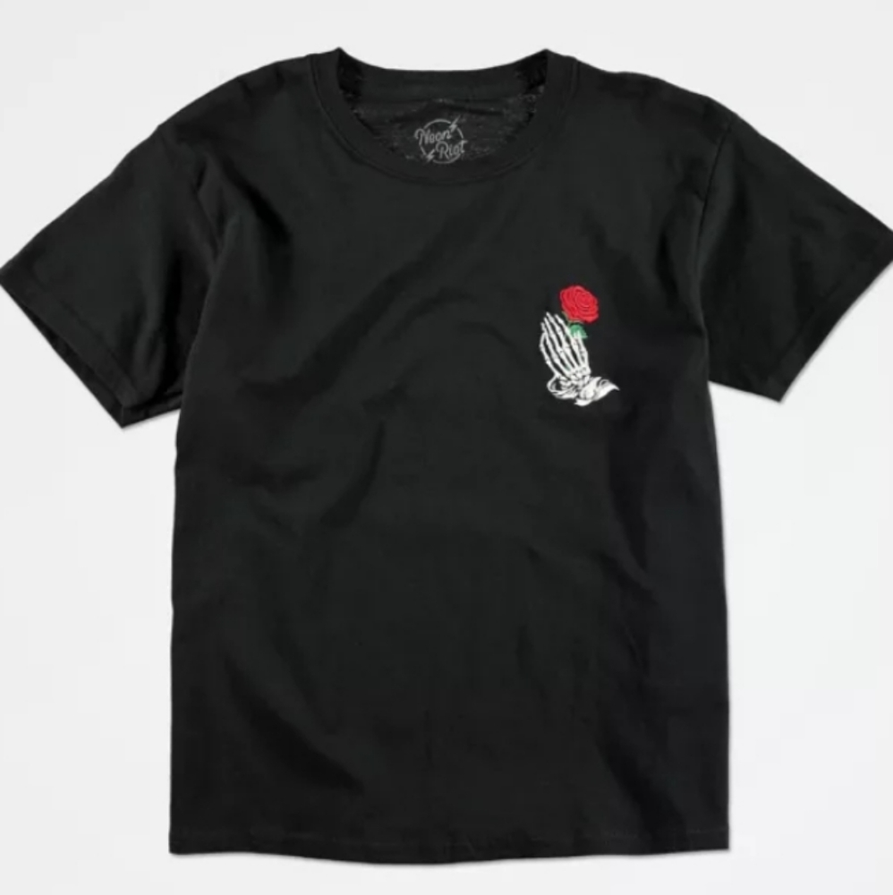 Neon Riot kids rose skeleton hand shirt
